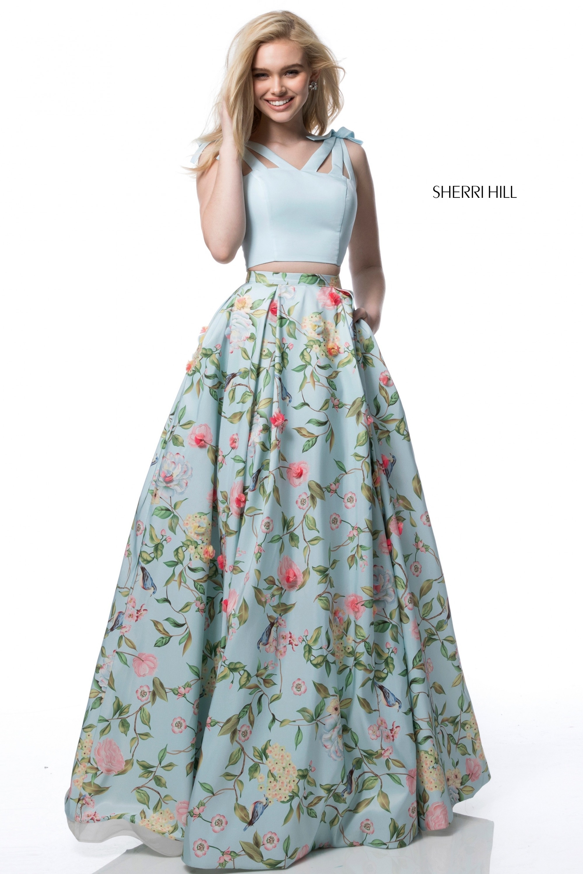 sherri hill floral two piece