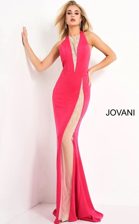Jovani 02086 Illusion Halter Prom Dress