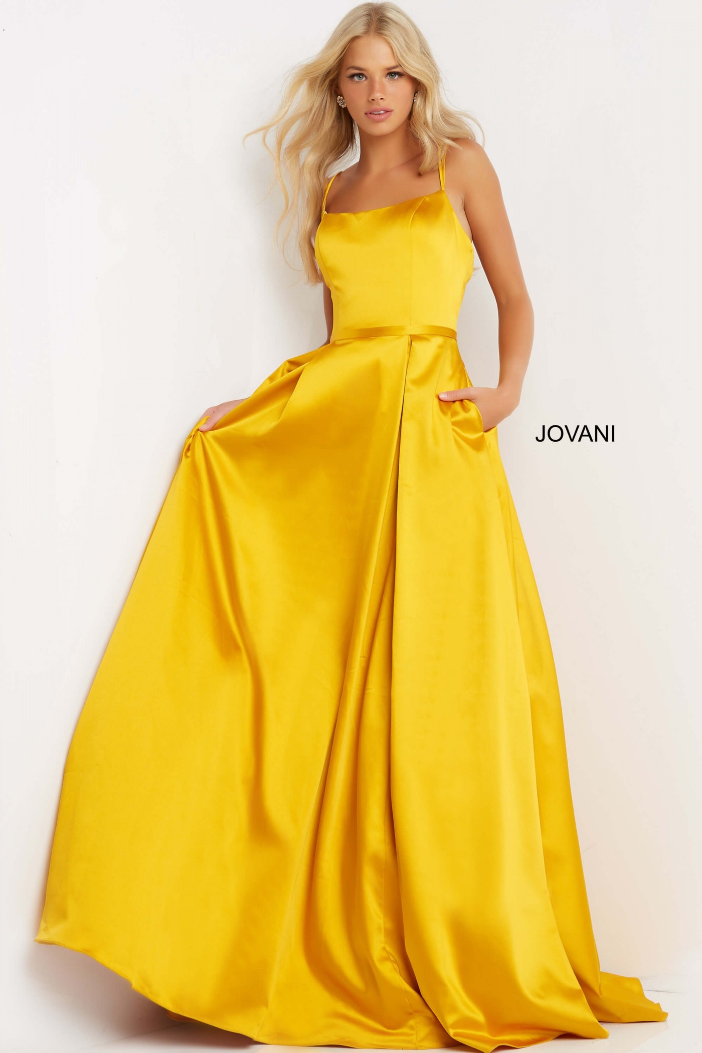 Jovani 02536 Satin A Line Prom Dress