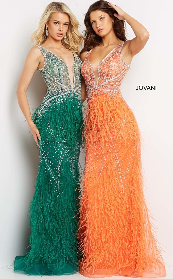 Jovani 03023 Feather Prom Dress