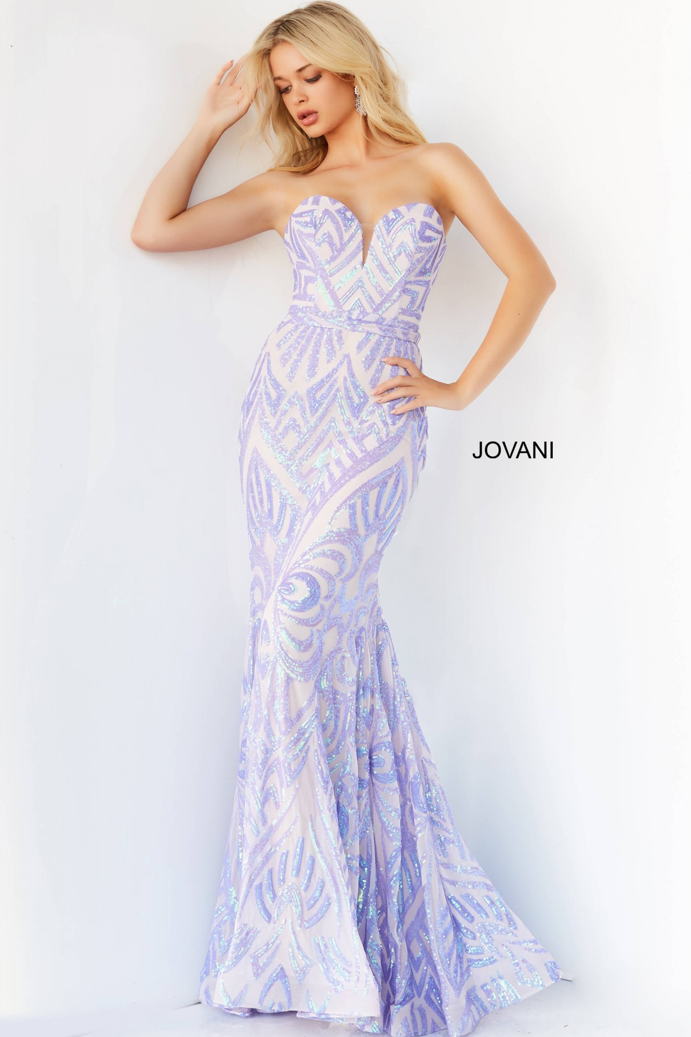 Jovani 03445 Strapless Sequin Plunge Neck Prom Dress
