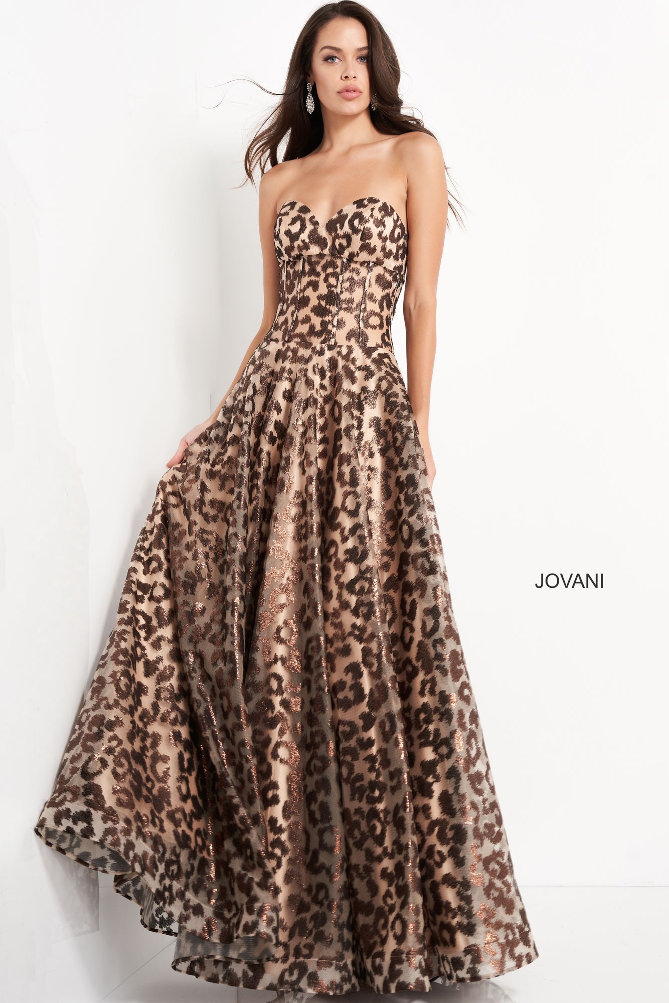 Jovani 04697 Metallic Animal Print Evening Dress
