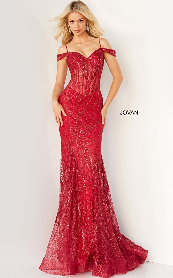 Jovani 05838 Off the Shoulder Corset Prom Dress