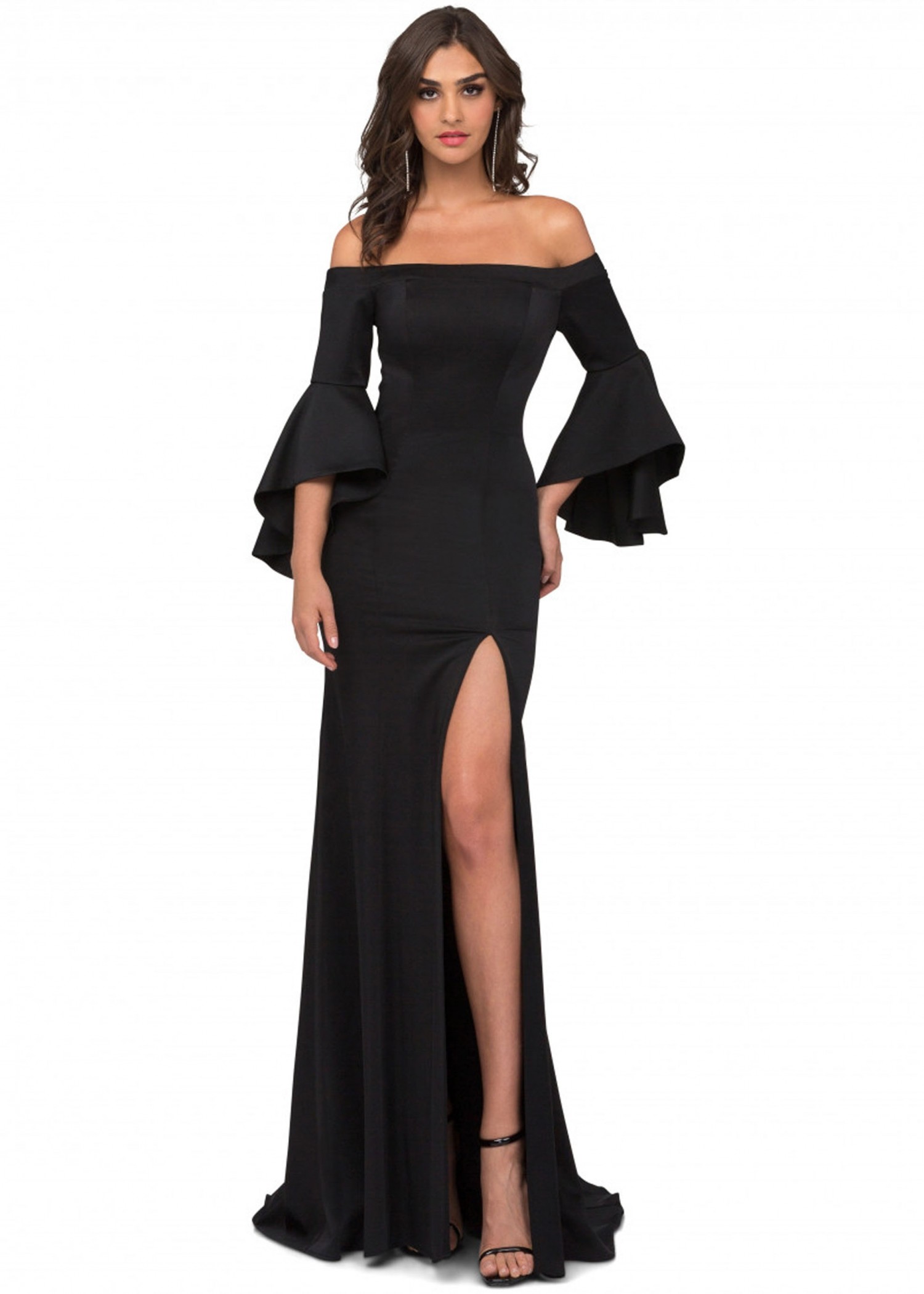 Cecilia Couture 1426 Black Bell Sleeve Gown Size 26