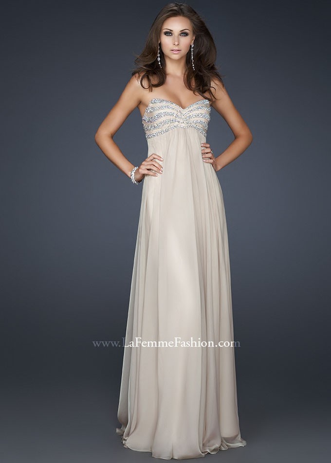 La Femme 17474 Lovely Strapless Empire Chiffon Gown