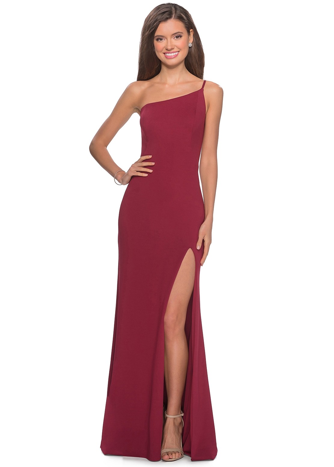 La Femme 28176 One Shoulder Dress