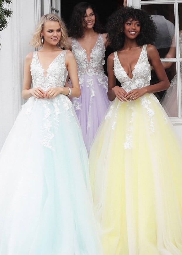 Jovani 55634 Floral Tulle Prom Ballgown