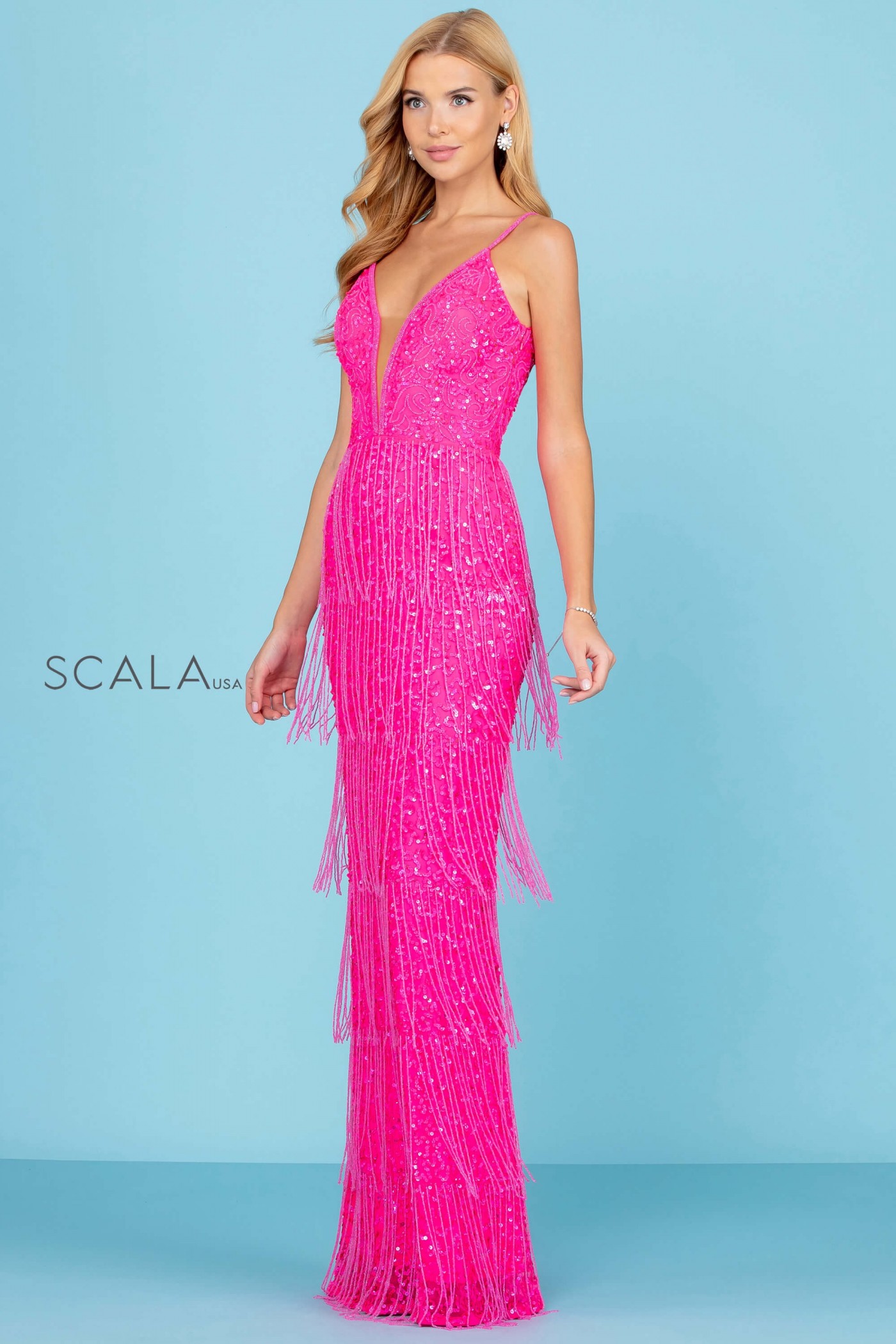 Scala 60252 Fringe Beaded Prom Dress