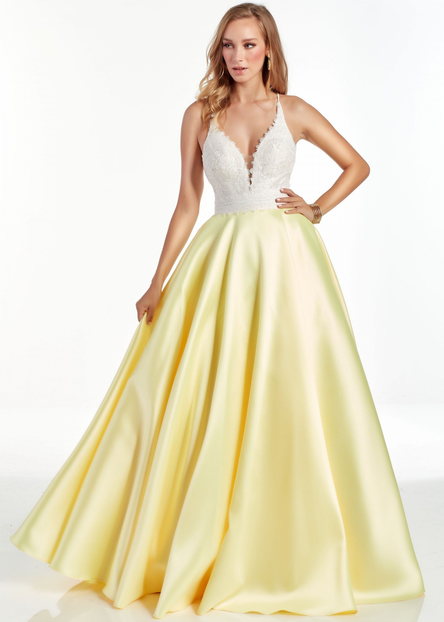 Alyce 60879 Diamond White & Yellow Ball Gown