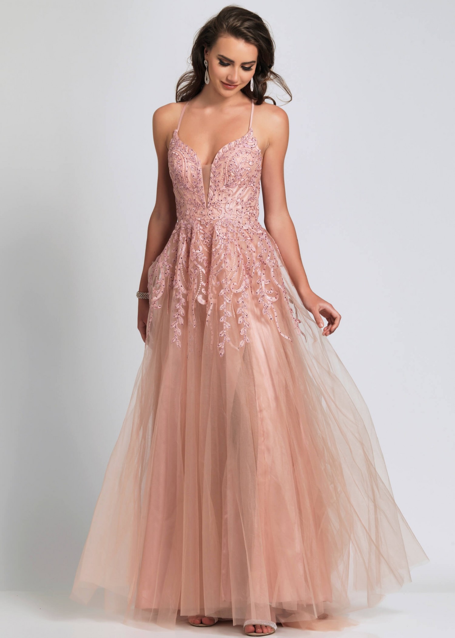 Dave and Johnny A8507 Rose Pink Prom Dress 