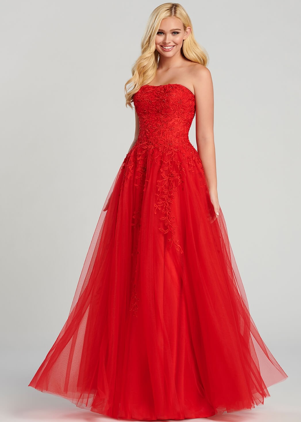 Ellie Wilde EW120116 Strapless Embroidered Tulle Ball Gown