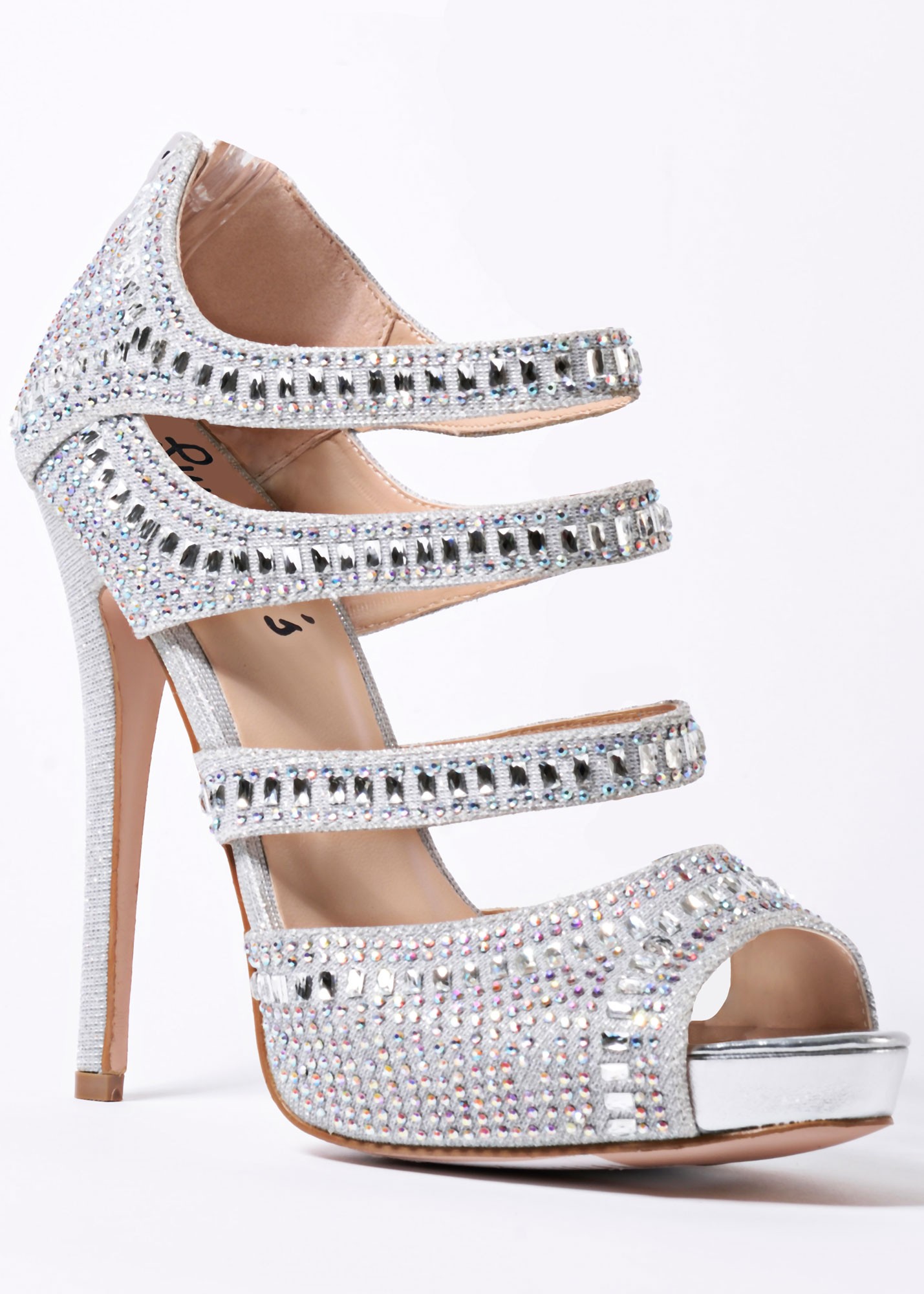 Sweetie's Jewel Silver Crystal Jeweled Strappy Pump
