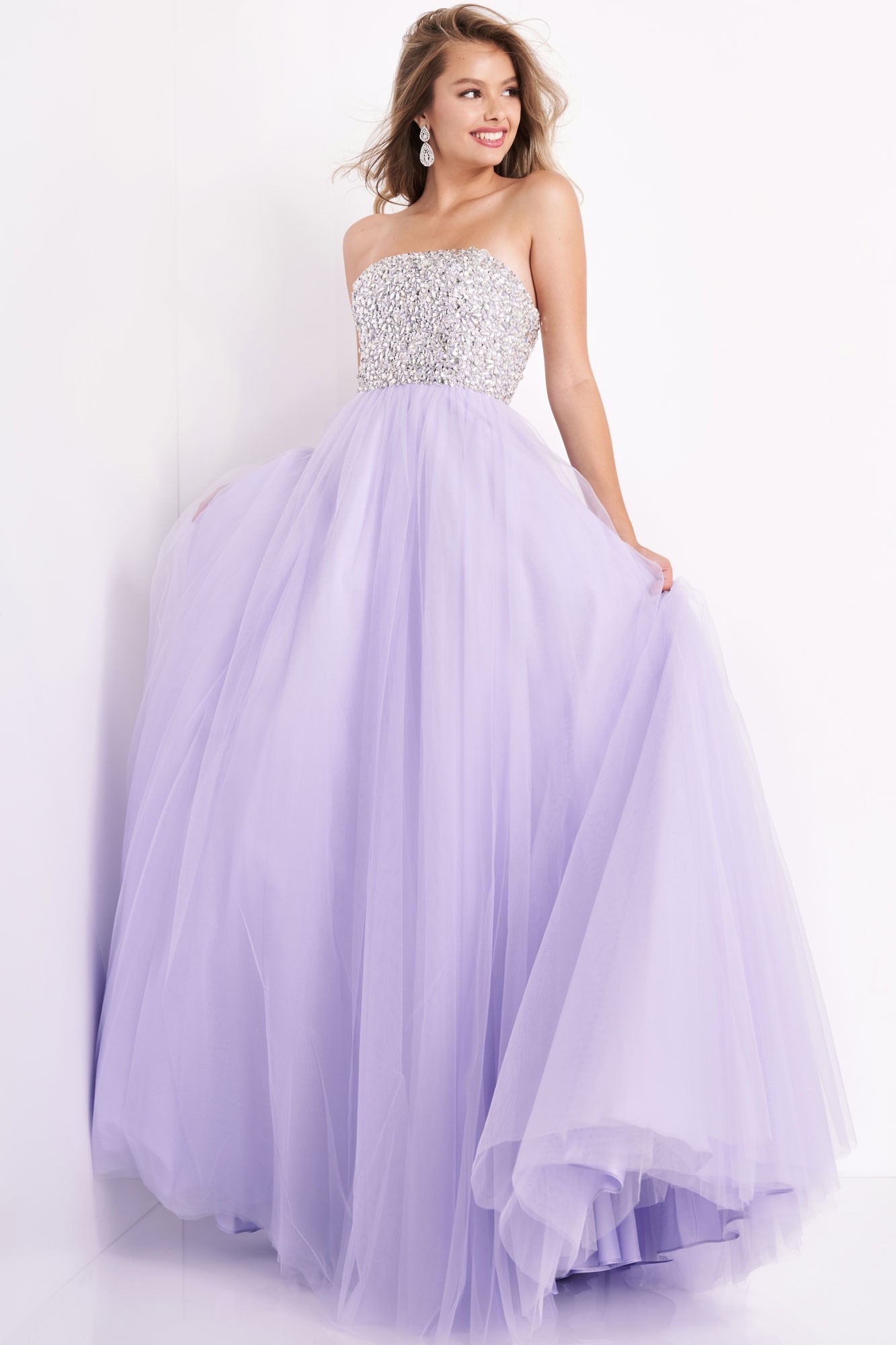 JVN by Jovani JVN52131 Sleeveless Tulle Ball Gown with Sparkle Top