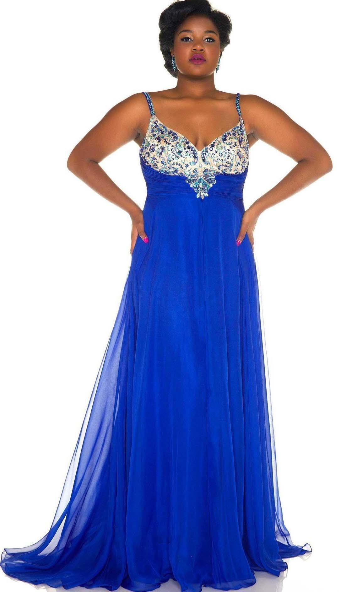 Mac Duggal 65053F Jeweled Floor Length Plus Size Gown 