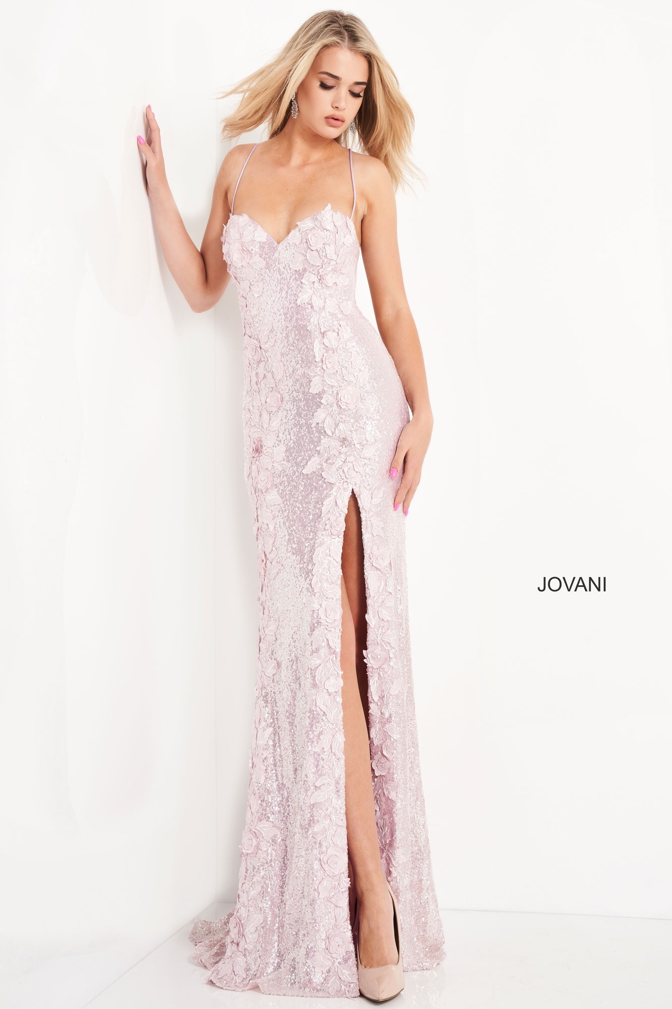 Jovani 06109 Sequin Floral Prom Dress | RissyRoos.com