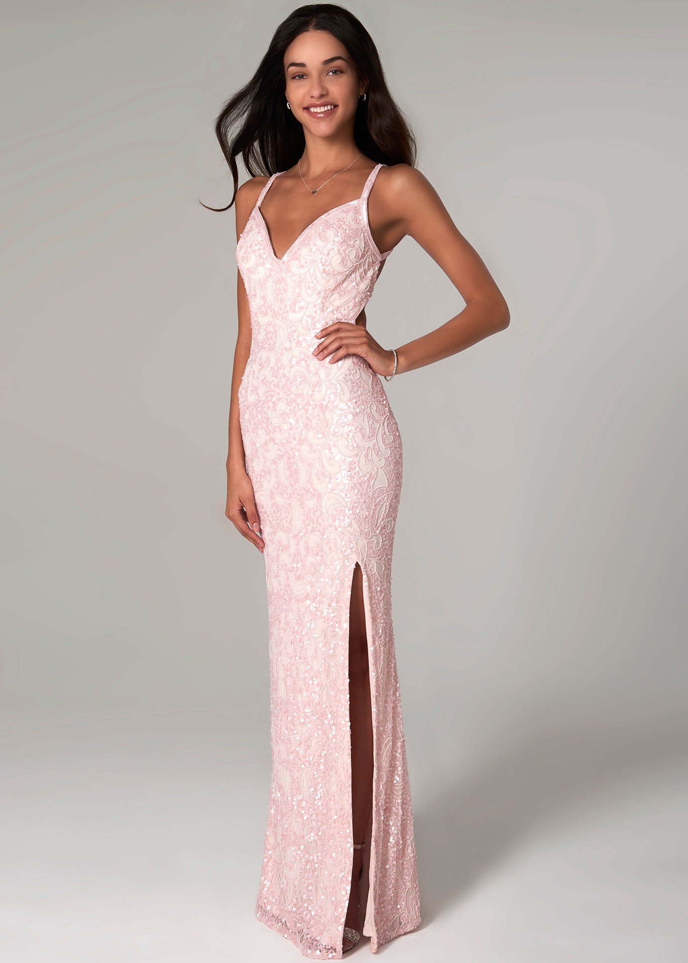 Scala 48932 Strappy Back Sequin Gown | RissyRoos.com