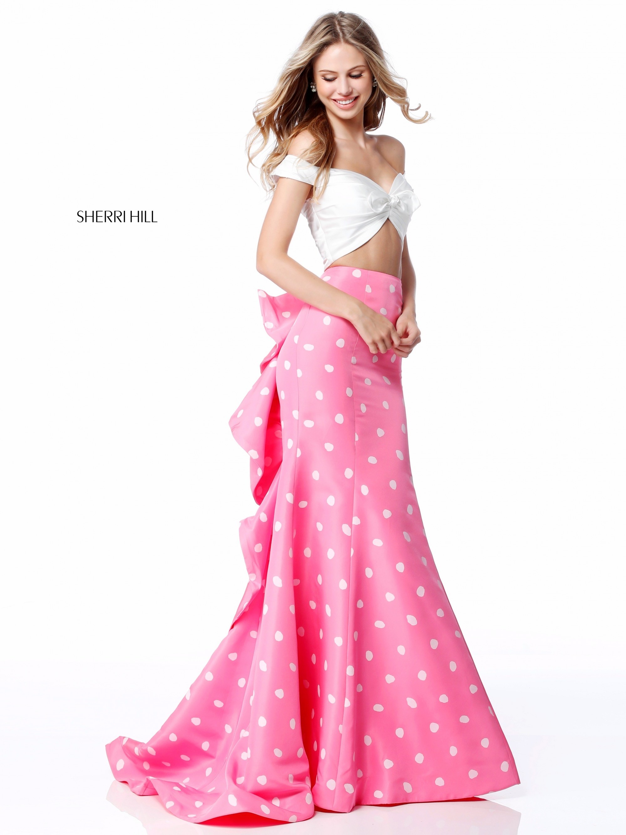 Sherri Hill 51865 Polka Dot Two Piece Prom Dress