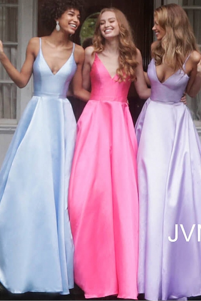 JVN by Jovani JVN66673 Satin A-Line Prom Dress | RissyRoos.com