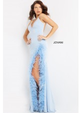 Jovani 8283 Feather Slit Prom Dress