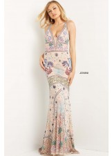 Jovani 08446 Blush Beaded Couture Prom Dress