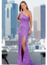 Scala 60290 Sequin One Shoulder Prom Dress
