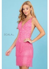 Scala 60254 Fringe Beaded Short Dress