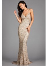 Scala 47551 X Back Sequin Evening Gown
