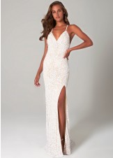 Scala 48977 Open Back V-Neck Sequin Gown