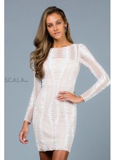 Scala 60185 Long Sleeve Beaded Dress