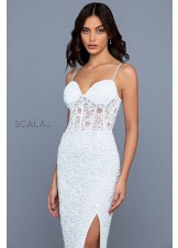 Scala 60256 Lace Beaded Evening Gown