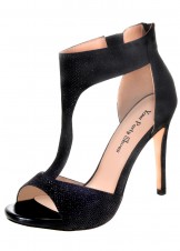 Your Party Shoes Paisley Sexy Black T-Strap Heels