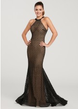 Ellie Wilde EW119084 Lace High Neck Fitted Gown