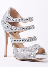 Sweetie's Jewel Silver Crystal Jeweled Strappy Pump