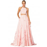 Cecilia Couture 2145 Two Piece Floral Adorned Ball Gown