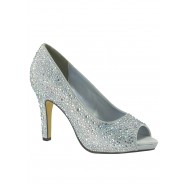 Eliza by Touch Ups Silver Beaded Platform Pumps