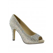 Eliza by Touch Ups Champagne Beaded Platform Shoes
