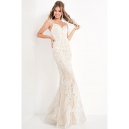 JVN by Jovani JVN65529 Ivory Embroidered Lace Evening Gown