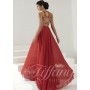 Blue, Red Tiffany Designs 16166 Regal A-Line Silky Chiffon Gown for $350.00