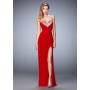 Red La Femme 22136 Shimmering Strapless Ruched Prom Dress for $338.00