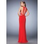 Red La Femme 22276 Fierce Illusion Cut Out Fitted Prom Dress for $278.00