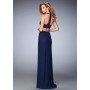 Blue La Femme 22292 Statuesque Ruched Jeweled Halter Prom Gown for $338.00