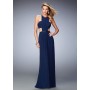 Blue La Femme 22292 Statuesque Ruched Jeweled Halter Prom Gown for $338.00