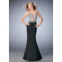 Champagne La Femme 22365 Glamorous Deep Plunging Fit & Flare Gown for $498.00
