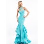 Blue Rachel Allan 7151 Sexy Fitted Jersey Mermaid Gown for $498.00