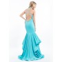 Blue Rachel Allan 7151 Sexy Fitted Jersey Mermaid Gown for $498.00