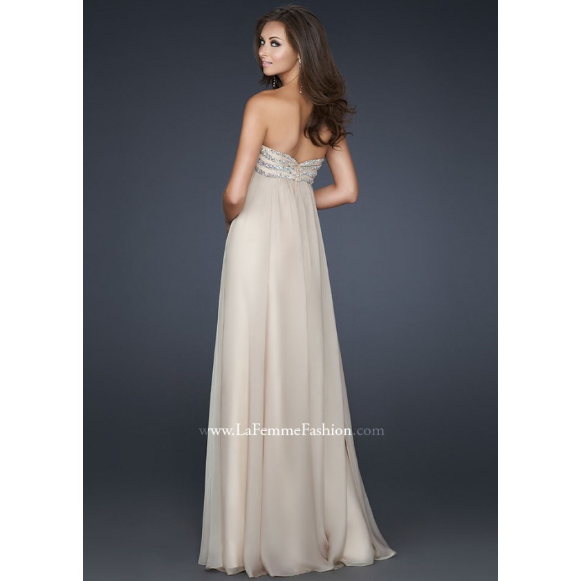 Nude La Femme 17474 Lovely Strapless Empire Chiffon Gown for $450.00