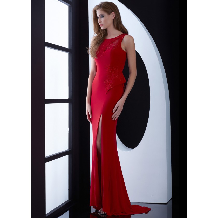Red Jasz Couture 5479 Fierce Jersey Gown for $318.00