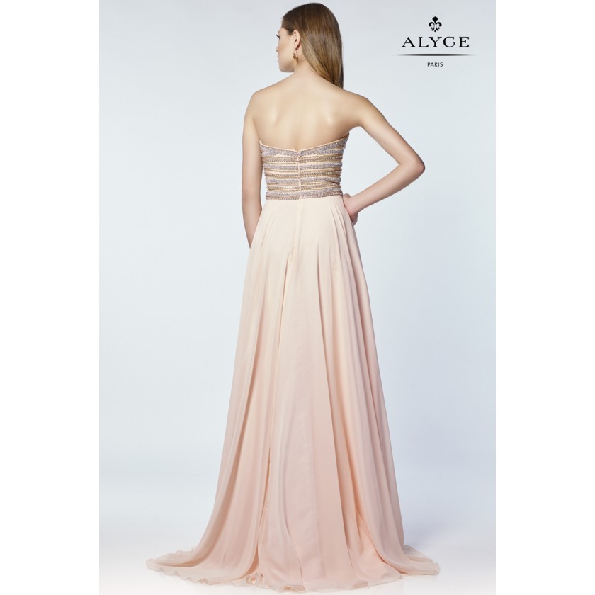 Pink Alyce 6690 Beaded Strapless Long Chiffon Dress for $358.00