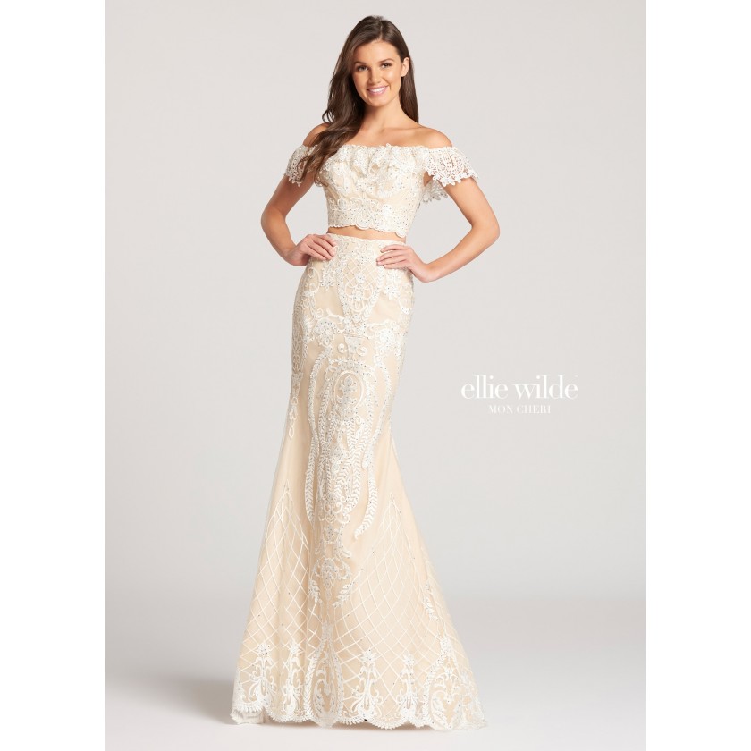 Ellie Wilde EW118156 Delicate Lace Two-Piece Gown