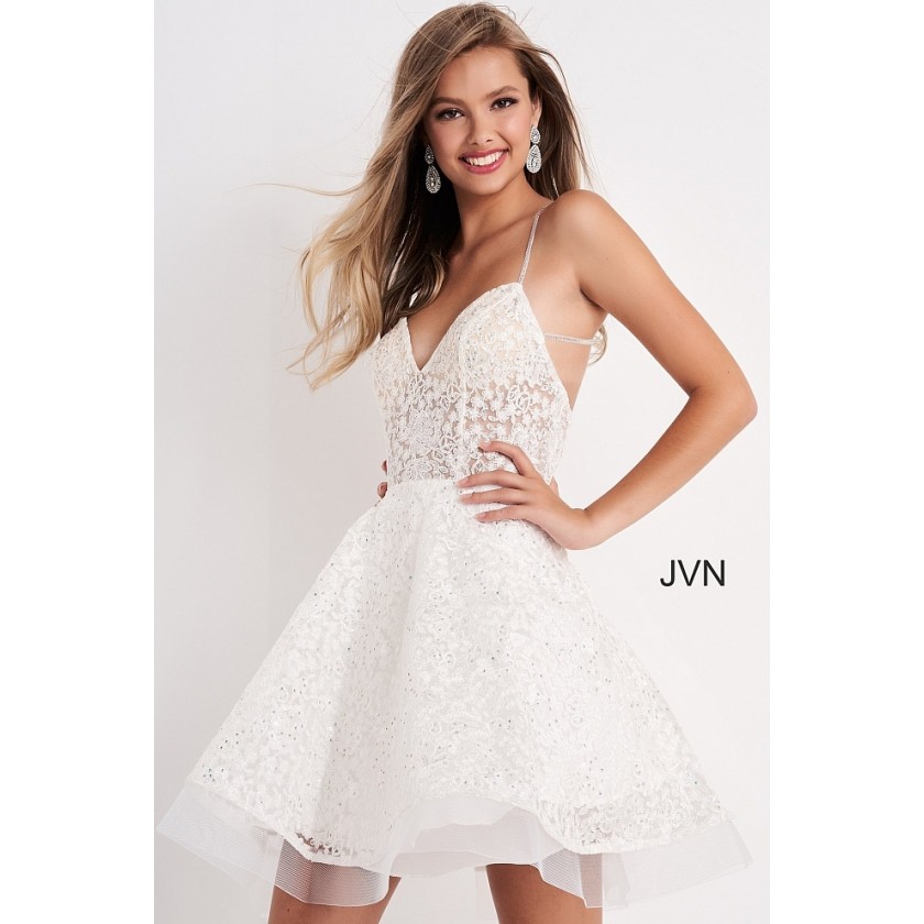 JVN by Jovani JVN04709 Short Fit and Flare Dress | RissyRoos.com